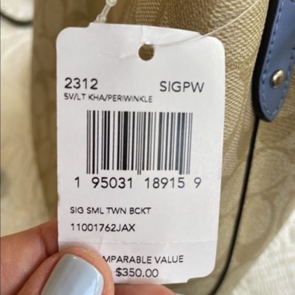 Coach Small bucket town hobo bag periwinkle smooth leather & signature canvas - Picture 6 of 7